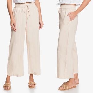 Roxy Redondo Linen Wide Leg Cropped Beach Pants